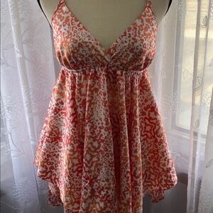 🎄 La Senza baby  doll nighty orange/red tie neck SZ M